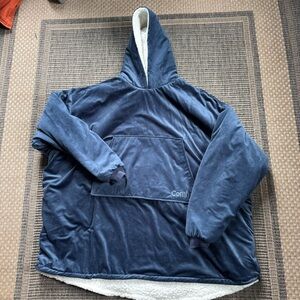 The Comfy Navy and White Hooded Blanket Sweatshirt